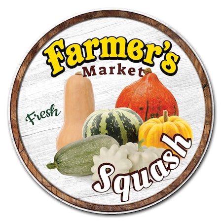 Signmission Farmers Market Squash Circle Vinyl Laminated Decal, D-12-CIR-Squash D-12-CIR-Squash